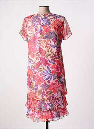Rochie midi imprimeu floral mâneci scurte portocaliu TELMAIL femeie
