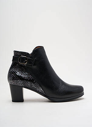 Botine/ghete țesătură satinată toc de 4 la 6 cm negru KARSTON femeie
