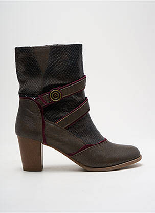 Botine/ghete material neted toc de 4 la 6 cm maro SWEET femeie