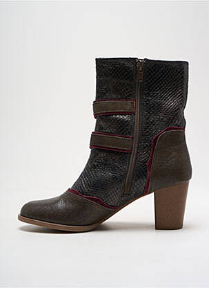 Botine/ghete material neted toc de 4 la 6 cm maro SWEET femeie