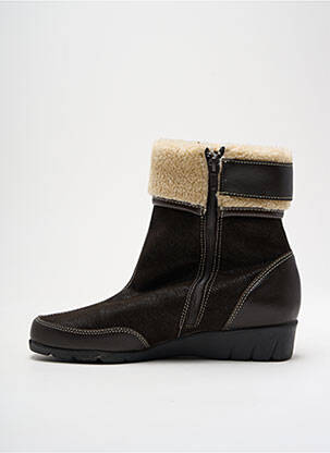 Botine/ghete țesătură satinată toc plat până la 3 cm maro PEDI GIRL femeie