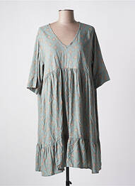Rochie scurtă croială evazată mâneci scurte verde GENESIS femme