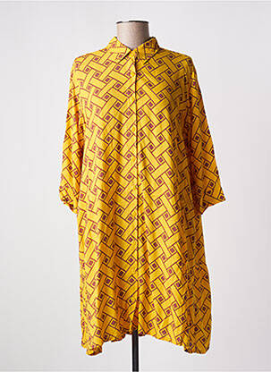 Rochie midi mâneci 3/4 mâneci 3/4 galben GENESIS femeie