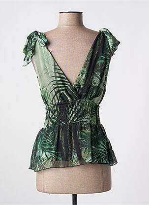 Top croială cambrată fără mâneci verde GUESS femeie