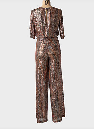 Salopetă-pantalon croială cambrată mâneci 3/4 maro SIYU femme