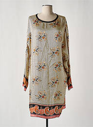 Rochie midi croială fluidă mâneci lungi bej FORTE-FORTE femeie
