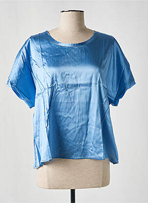 Bluză guler rotund mâneci scurte albastru SHIRT C-ZERO femeie