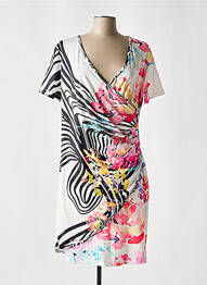 Rochie midi imprimeu fantezie mâneci scurte alb MISSY femme