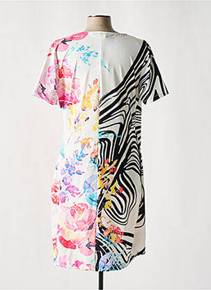 Rochie midi imprimeu fantezie mâneci scurte alb MISSY femeie