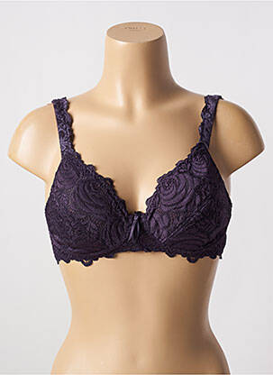 Sutien efect material satinat sutien cupe întregi cu decolteu înalt violet închis MY CHOICE femeie