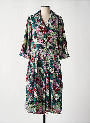 Rochie midi mâneci 3/4 mâneci 3/4 verde LILI SIDONIO femeie