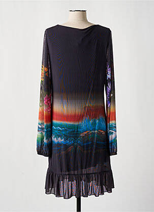 Rochie midi imprimeu floral mâneci lungi gri DESIGUAL femeie