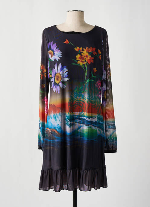 Rochie midi imprimeu floral mâneci lungi gri DESIGUAL femme