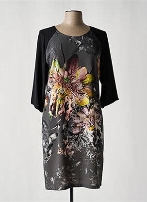 Rochie midi imprimeu floral mâneci 3/4 gri ANDAMIO femeie