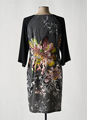 Rochie midi imprimeu floral mâneci 3/4 gri ANDAMIO femeie