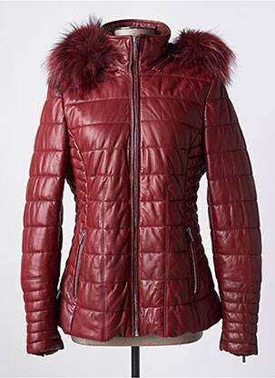 Geacă din piele guler col înalt roșu ROSE GARDEN femme