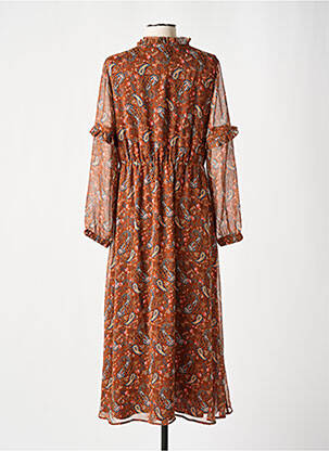 Rochie midi croială fluidă mâneci lungi maro C'EST BEAU LA VIE femeie