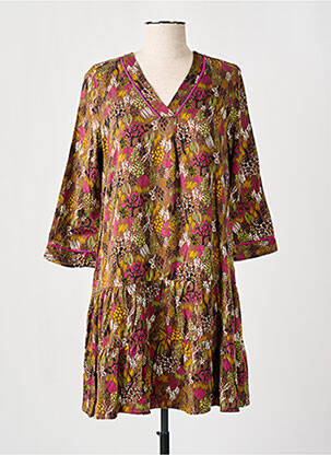 Rochie scurtă mâneci 3/4 mâneci 3/4 maro LOLA ESPELETA femeie