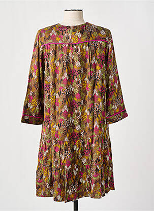 Rochie scurtă mâneci 3/4 mâneci 3/4 maro LOLA ESPELETA femeie