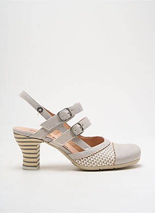 Sandale/Pantofi decupați gri GOLD BUTTON femeie