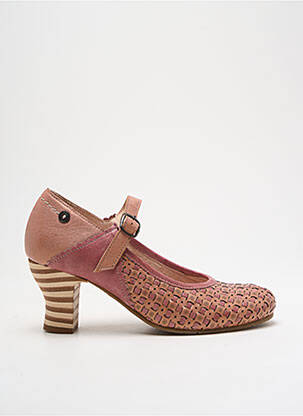 Pantofi cu toc țesătură satinată toc de 4 la 6 cm roz GOLD BUTTON femeie