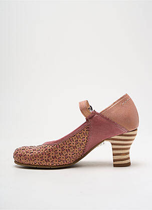 Pantofi cu toc țesătură satinată toc de 4 la 6 cm roz GOLD BUTTON femeie