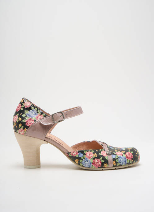 Pantofi cu toc negru GOLD BUTTON femeie