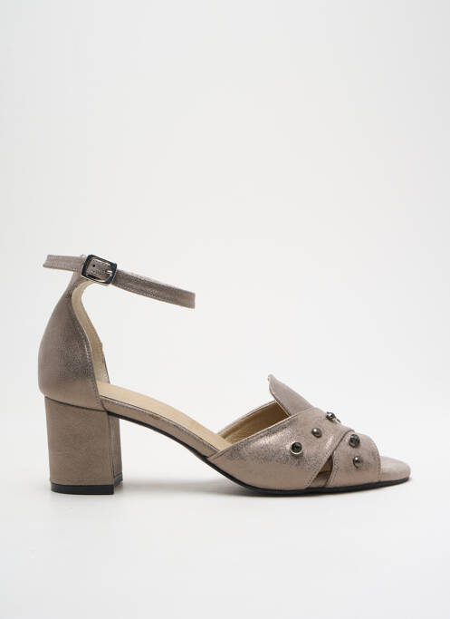 Sandale/pantofi decupați închidere cu bride toc de 4 la 6 cm maro DORKING femme