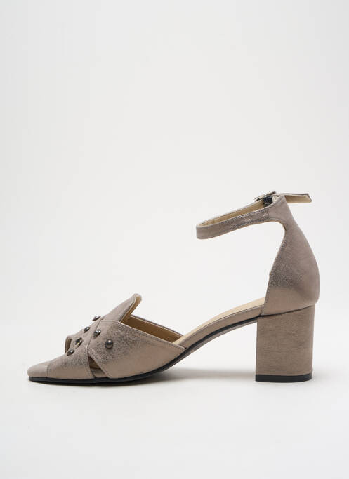 Sandale/pantofi decupați închidere cu bride toc de 4 la 6 cm maro DORKING femme