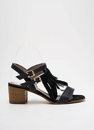 Sandale/pantofi decupați țesătură satinată toc de 4 la 6 cm negru BISOUS CONFITURE femeie