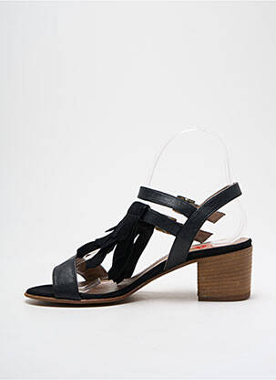 Sandale/pantofi decupați țesătură satinată toc de 4 la 6 cm negru BISOUS CONFITURE femeie