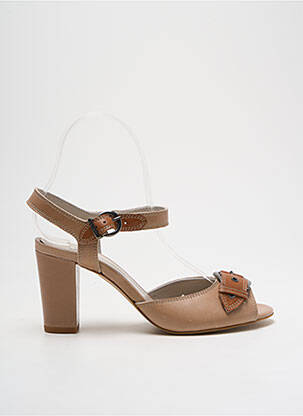 Sandale/pantofi decupați material neted toc de 4 la 6 cm maro PERLATO femeie