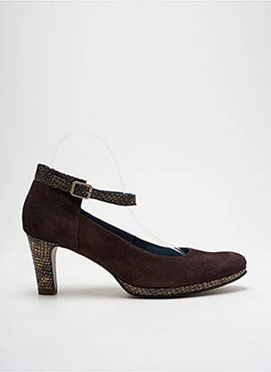 Pantofi cu toc nubuc toc de 4 la 6 cm maro UN TOUR EN VILLE femeie