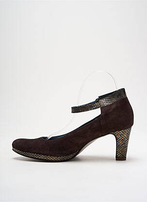 Pantofi cu toc nubuc toc de 4 la 6 cm maro UN TOUR EN VILLE femeie