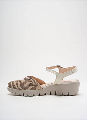 Sandale/pantofi decupați material neted toc de 4 la 6 cm bej WONDERS femeie