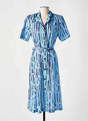 Rochie midi imprimeu fantezie mâneci scurte albastru GEVANA femeie