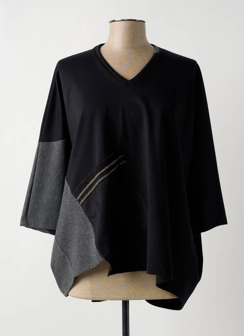 Tunică mâneci lungi imprimeu fantezie negru FRANCK ANNA femme