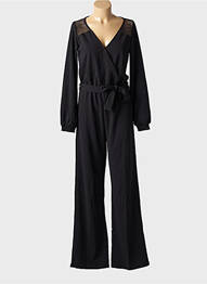 Salopetă-pantalon guler petrecut mâneci lungi negru GARCIA femme