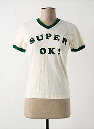 Tricou guler în v mâneci scurte bej DEUS EX MACHINA femeie