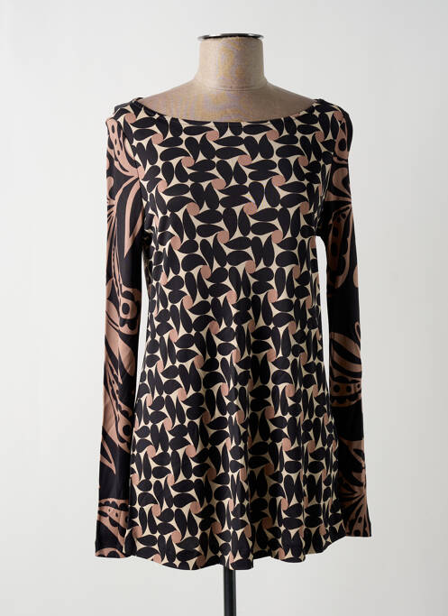 Tunică mâneci lungi imprimeu fantezie negru MALIPARMI femme