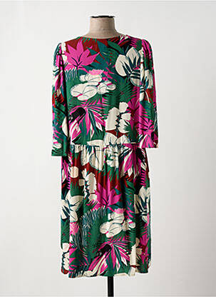 Rochie midi imprimeu floral mâneci 3/4 verde DES PETITS HAUTS femeie