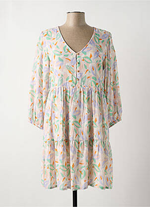 Rochie midi imprimeu floral mâneci 3/4 bej INDI & COLD femeie