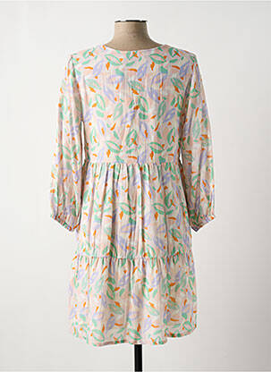 Rochie midi imprimeu floral mâneci 3/4 bej INDI & COLD femeie