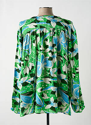 Bluză imprimeu floral mâneci lungi verde BELLA JONES femeie