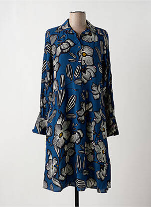 Rochie midi imprimeu floral mâneci lungi albastru HARTFORD femeie