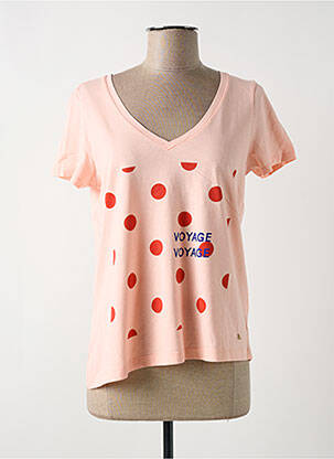 Tricou croială dreaptă mâneci scurte roz DES PETITS HAUTS femeie