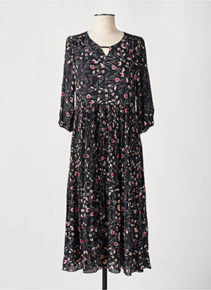 Rochie midi imprimeu floral mâneci 3/4 negru CONCEPT K femeie