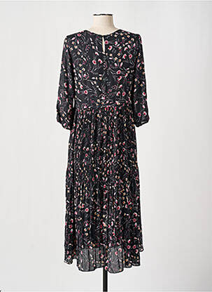Rochie midi imprimeu floral mâneci 3/4 negru CONCEPT K femeie