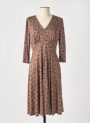 Rochie midi mâneci 3/4 mâneci 3/4 portocaliu JULIE GUERLANDE femeie