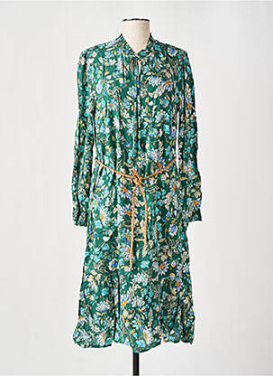 Rochie midi imprimeu floral mâneci lungi verde JULIE GUERLANDE femeie